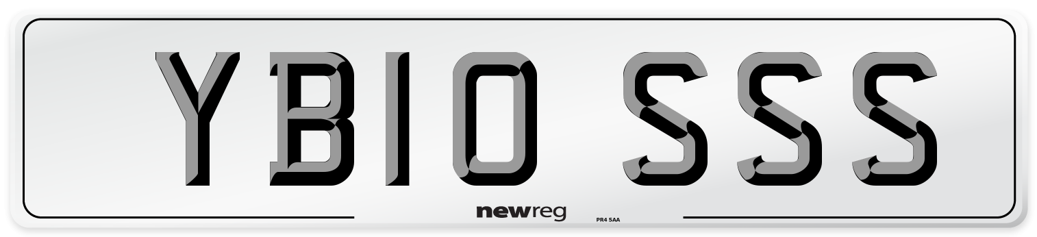 YB10 SSS Number Plate from New Reg